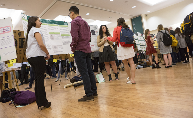 Students display their posters at the 2016 Research Days in the Mandela Room.