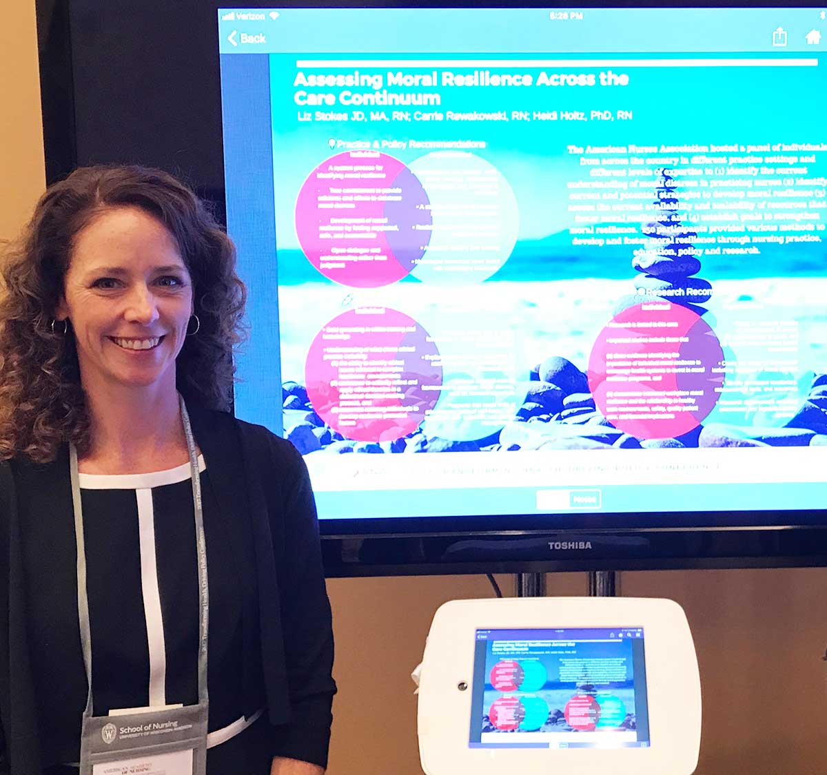 Carrie Rewakowski, a doctoral student in the Decker School of Nursing, presented work she and a team of researchers completed on moral resiliency at the 2017 American Academy of Nursing Conference.