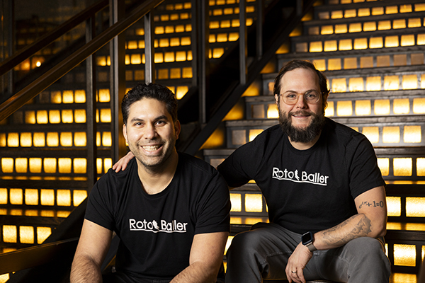 Binghamton University graduates Leor Rabe, left, and Jeffrey Klein are the co-founders of RotoBaller, a fantasy-sports company that includes a website, a SiriusXM radio show and podcasts.