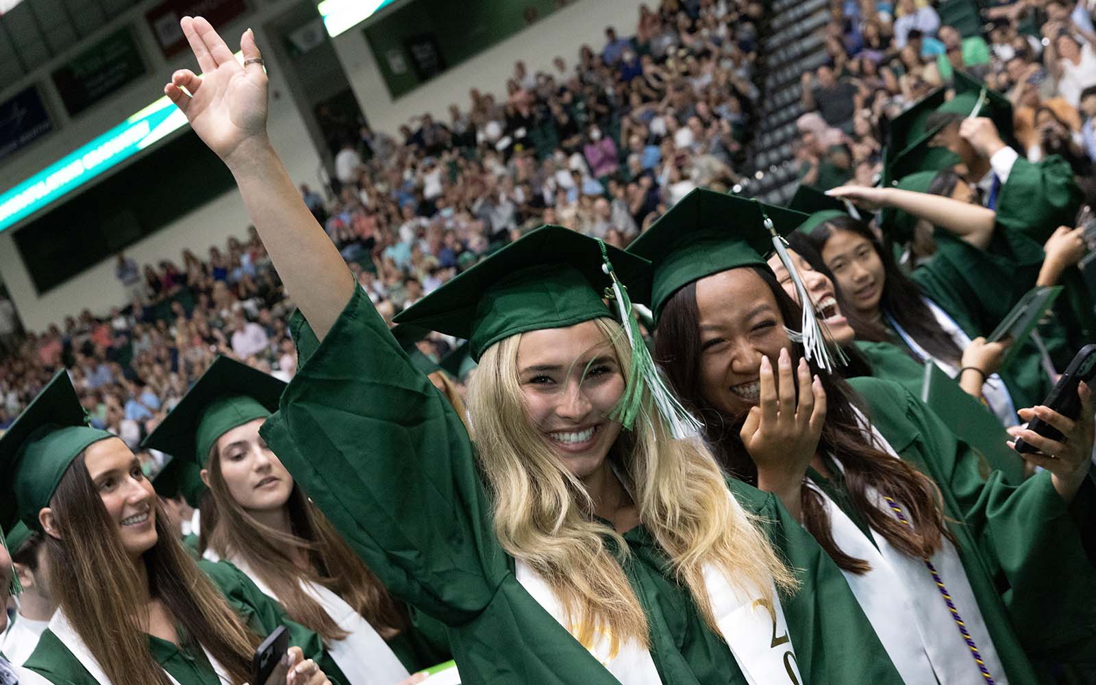 Students celebrate at the Binghamton University School of Management 2022 Commencement Ceremony.