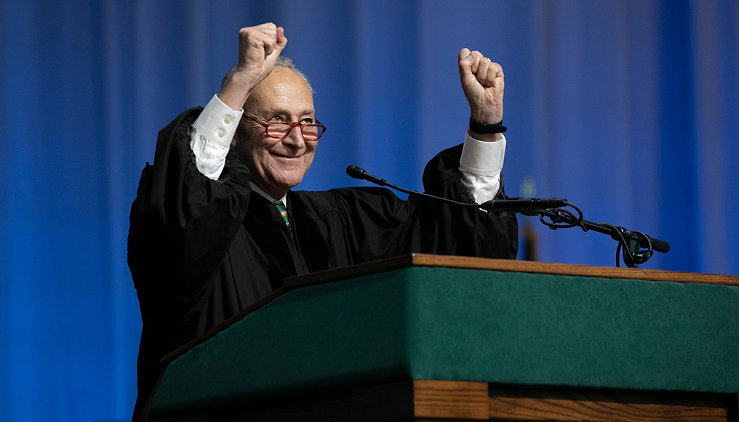 U.S. Sen. Majority Leader Charles Schumer addressed graduates at both the Harpur 3 and Thomas J. Watson College of Engineering and Applied Science Commencement ceremonies.