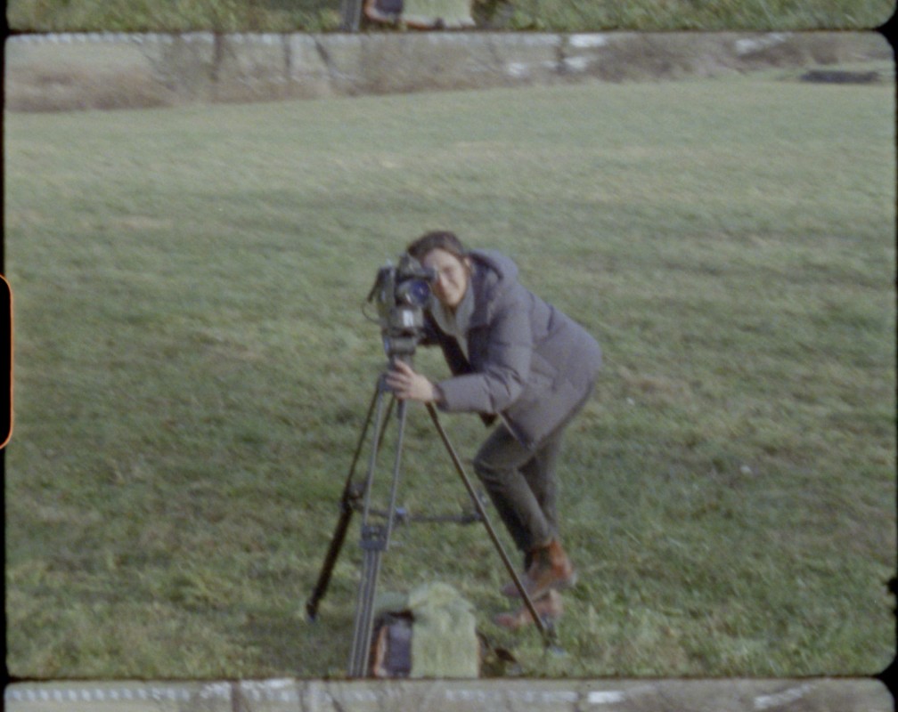A still from one of Sofia Theodore-Pierce's films, showing herself in the process of filmmaking.