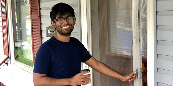 Shehtab Zaman in front of his home on Binghamton’s South Side. Although he couldn’t be happier now, he wishes he knew about the Code Enforcement Department when he first moved off campus.