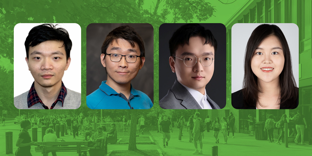 Left to right: Simons Empire Faculty Fellows Lebing Chen, Sammy Luo, Yahong Yang, and Kunyan Zhang.