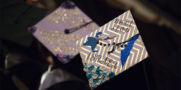 Decorated mortarboards were all the rage at Binghamton University's nine Commencement ceremonies this past weekend, including this one sported at the Tekes Siyum ceremony held for observant Jewish students.