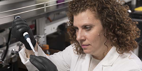 Tracy Brooks, assistant professor of pharmaceutical sciences and Menner Faculty Fellow at the School of Pharmacy and Pharmaceutical Sciences, is searching for better ways to treat cancer.