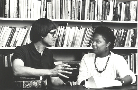 Al Vos works with student Michelle Berry '88 in 1987.