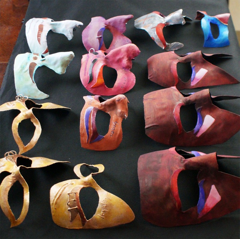 Masks created by graduate theater student Clarence Hause for the witches in 