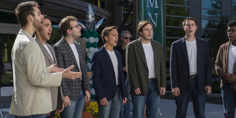 The Binghamton Crosbys performed at the Alumin Center Grand Opening in 2017.