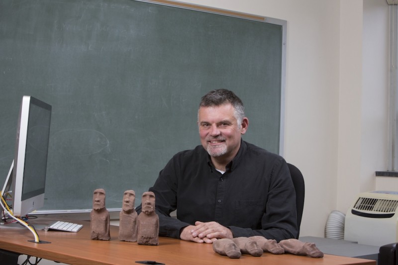 Binghamton University archaelogist Carl Lipo is working to uncover the ancient mysteries of Rapa Nui (Easter Island, Chile).