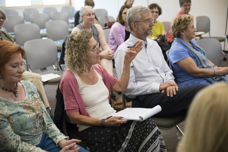Jean Quataert, distinguished professor of history, offers her thoughts during a discussion about gender and the Ottoman Empire during her retirement symposium held at the University Downtown Center in Binghamton, Friday, Sept. 15, 2017.