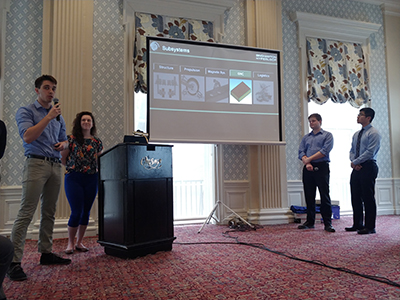 Students from the Binghamton Hyperloop team presenting to industry professionals.