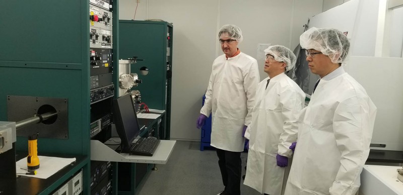 Officials from the East China University of Science and Technology toured Binghamton University's labs during their visit to campus in April.