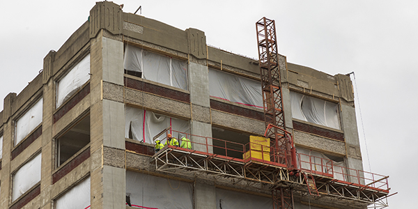 An old shoebox factory undergoes renovation at the Health Sciences Campus in Johnson City. It will become the new home for an expanded Decker School of Nursing.