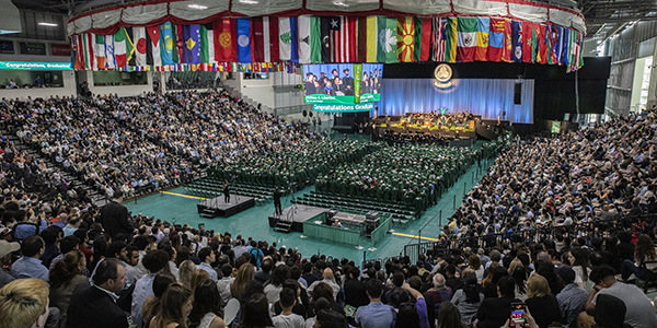 The Events Center was at full capacity as 749 bachelor's degrees were awarded during the first of three Harpur College of Arts and Sciences Commencement ceremonies held Saturday, May 18, 2019.