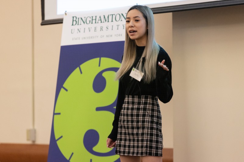 Graduate student Vanessa Mai took first prize and the people's choice prize for her presentation 