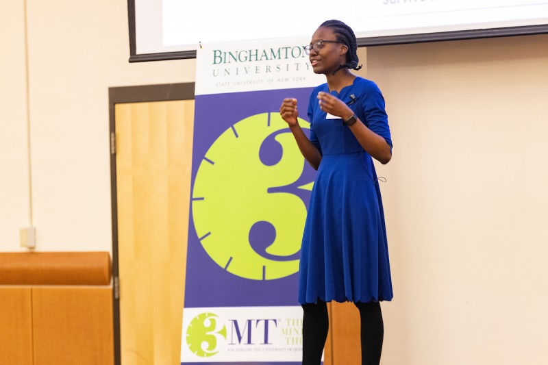 Graduate student Victoria Oladosu took second prize for her presentation, 