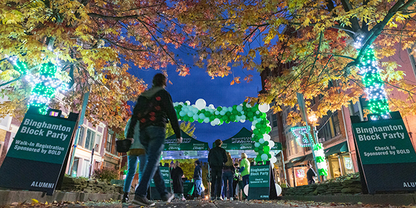 Homecoming included a block party that attracted hundreds of students and alumni to downtown Binghamton.