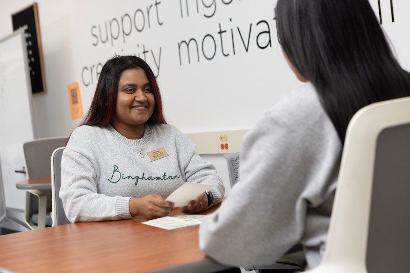 Transfer student Devani Mahabir, a senior chemistry major, is developing modules and workshops to help students feel comfortable in a lab setting. She is pictured here at the Student Success Suite in the Appalachian Collegiate Center, March 24, 2023.