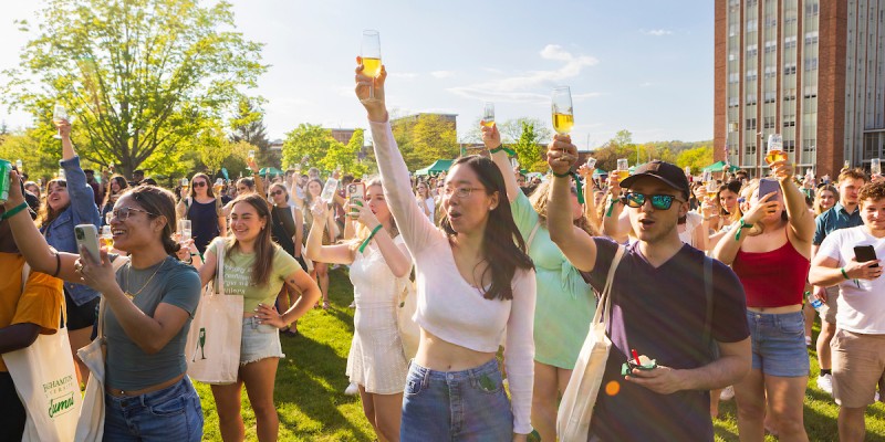 A toast to the Class of 2023 during the President's Send Off celebration held at the Peace Quad, May 11, 2023.