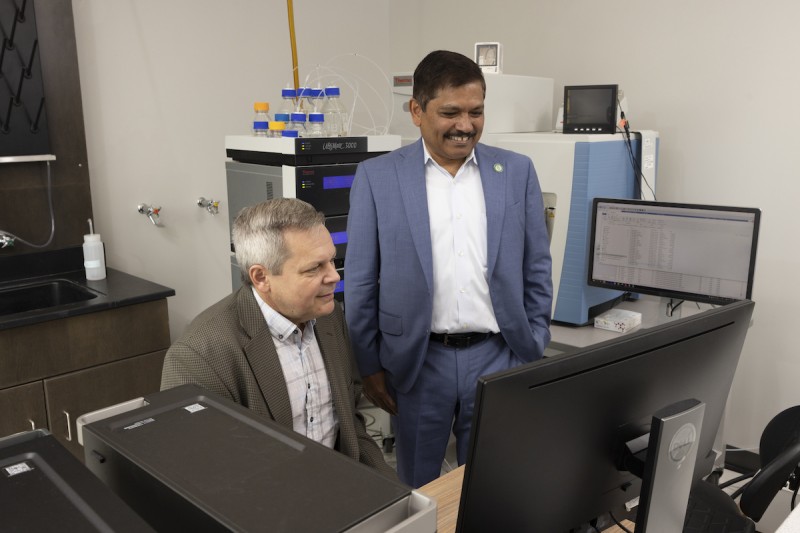 Kanneboyina Nagaraju, professor of pharmaceutical sciences and dean of the School of Pharmacy and Pharmaceutical Sciences; and Eric Hoffman, professor of pharmaceutical sciences and associate dean of research and research development, have spent 13 years developing vamorolone.