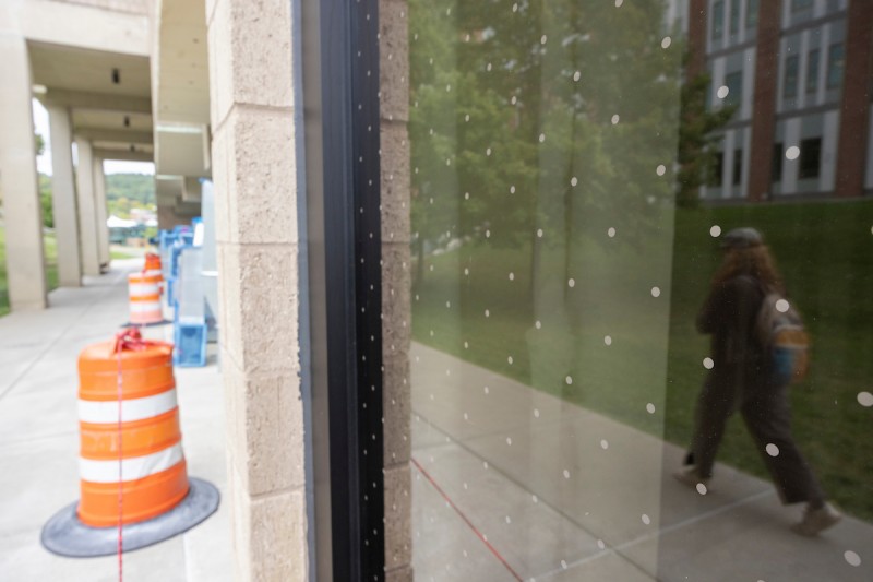 The glass installed at Science III features small, closely spaced, UV-reflecting dots that let birds know that it's not safe to fly through.