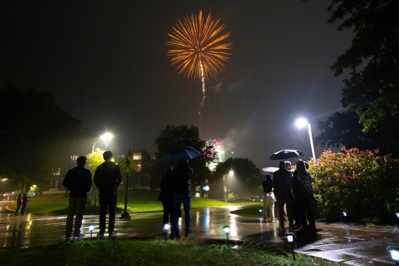 EXCELEBRATE Fireworks Watch Party outside Lecture Hall to conclude the Homecoming Weekend 2024 celebrations.