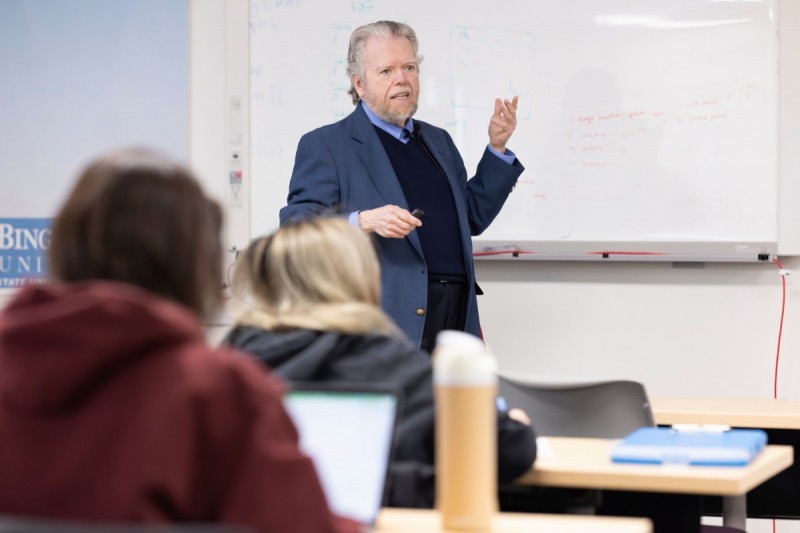 Distinguished Service Professor of Psychology Raymond G. Romanczyk teaches Psych 476: Society, Science and ASD at the Institute for Child Development, April 7, 2025.