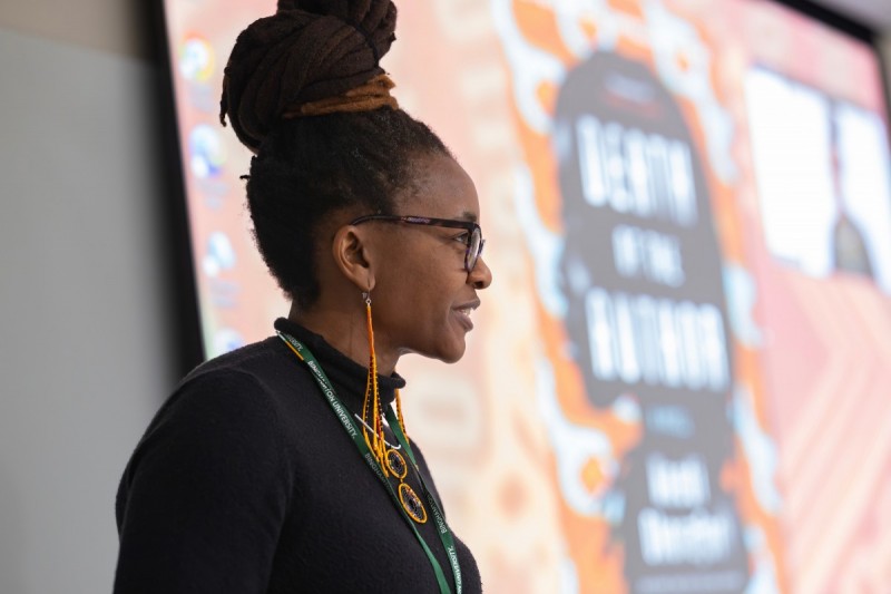 Critically acclaimed fantasy and sci-fi writer Nnedi Okorafor gives her keynote address during the Department of Africana Studies' third annual conference, “The New African Diaspora: Intersections of Culture, Race and Identity.”