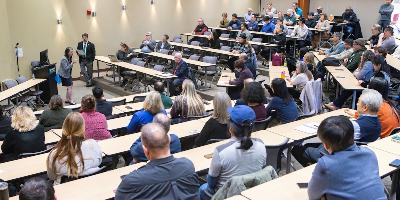 New Binghamton University President Anne D'Alleva visited the Thomas J. Watson College of Engineering and Applied Science in November to speak and listen to Watson faculty and staff during her campus-wide listening tour.