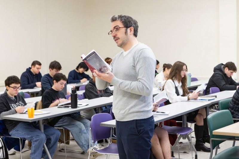 Associate Professor of English John Kuhn teaches a class on Shakespeare's history plays.
