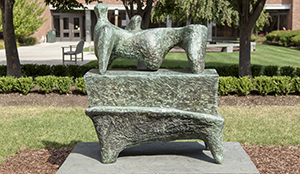 Henry Moore's Reclining Figure on Pedestal can be seen in the Memorial Courtyard.