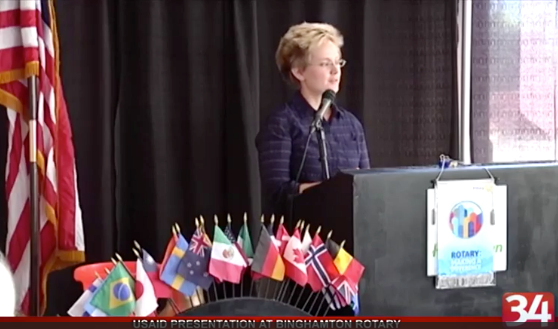 Lewis at a USAID presentation for the Binghamton Rotary, August 2017.