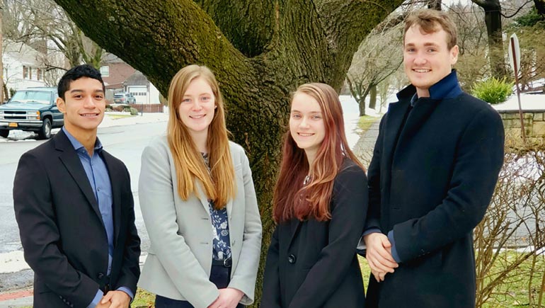 From left, Donovan Ortiz, Nicole Tacopina, Amy Biggs and Brandon Pike were part of a biomedical engineering team that designed an innovative knee brace for its capstone project.