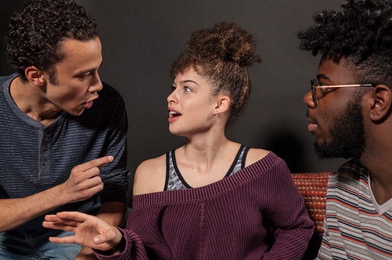 Trey Santiago, left, Liz Sierra and Robert Edwards star in 