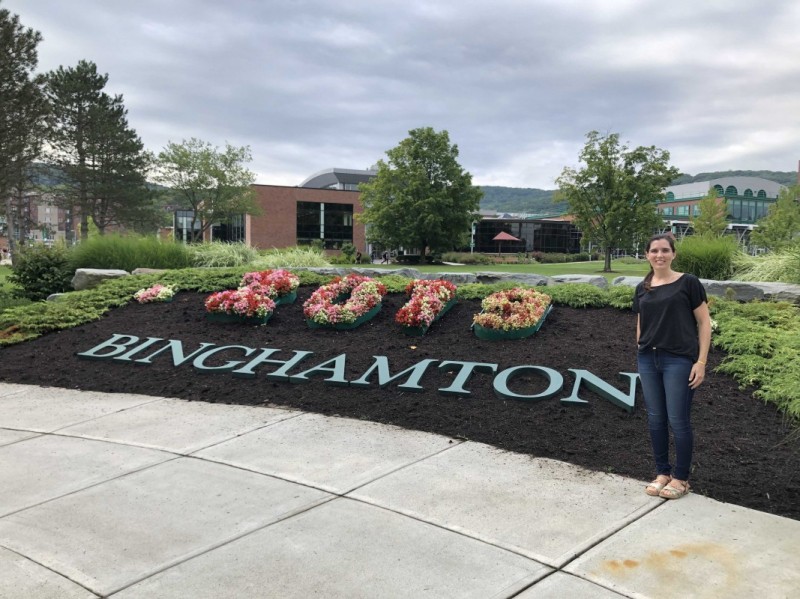 Josefina Vizcaino on the Binghamton University campus after her arrival in 2019.