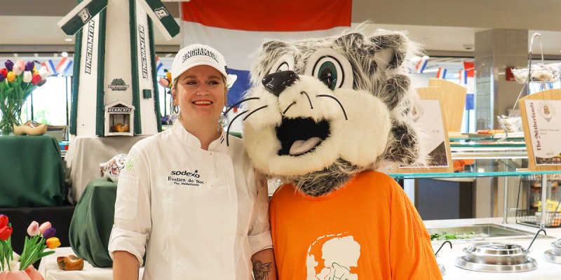 Chef Evelien de Bot shared Dutch cuisine and culture with Binghamton students through Sodexo's Global Chef Program.