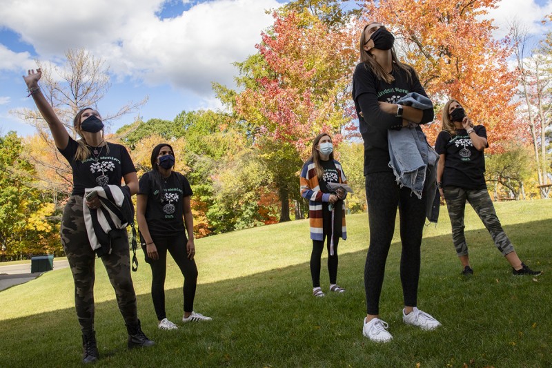 Mindset Mentors, a group of health and wellness students including Alexandria Daily, Kaitlyn Ramdhany, Grace Schaefer and Rachel Moizon, speak to quarantined students to help raise their spirits during isolation.