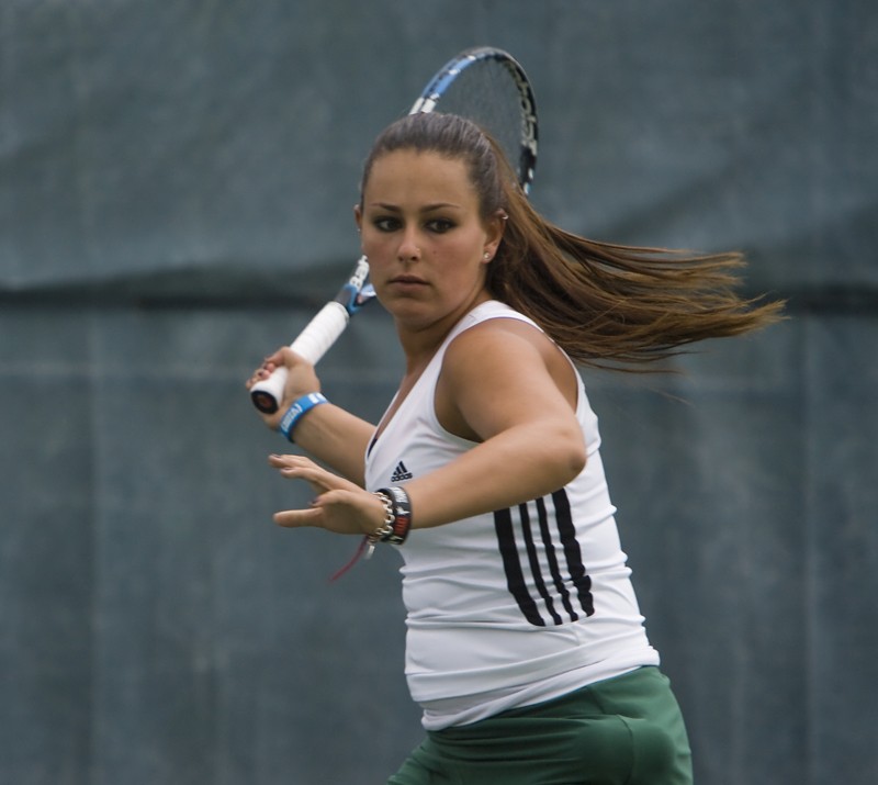 Anna Edelman's 77 singles victories rank third in Binghamton University women's tennis history.