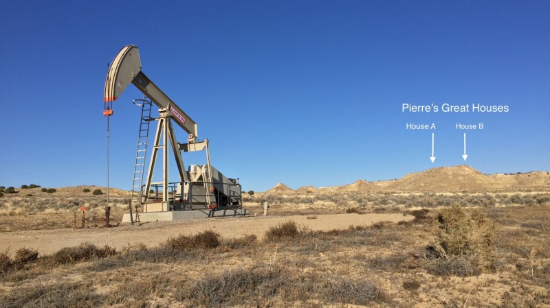 An outlier community in the Chaco landscape with an oil drilling 