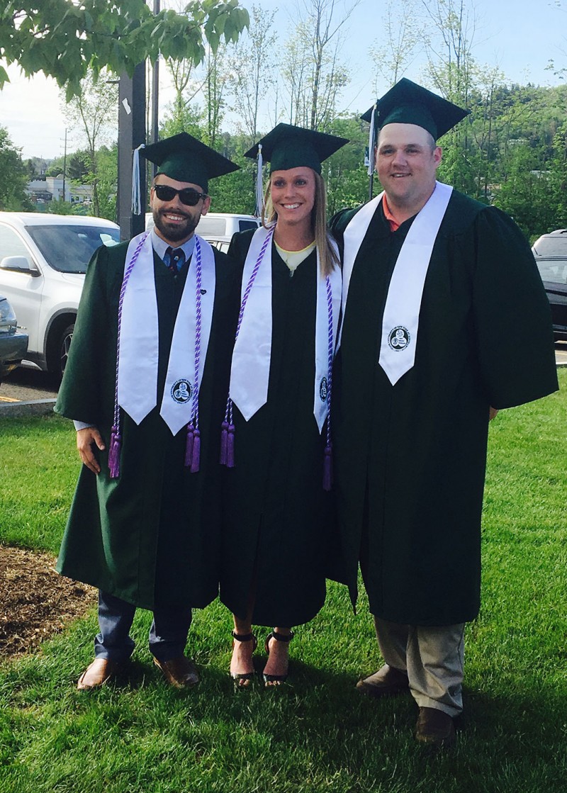 Gabrael Sindoni (right) alongside Auden Schmitt Frances '17 (center) and Connor Flynn '17 (left), two friends Sindoni says were always there for him during the program, and they still remain close today.