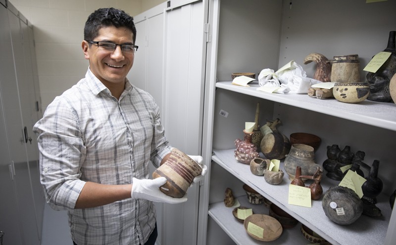 Anthropology doctoral student Fernando Flores curated an exhibit called Issues in Accessioning Pre-Hispanic Objects.