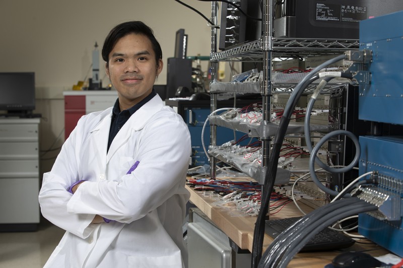 Doctoral student Marc Francis Hidalgo works with the NorthEast Center for Chemical Energy Storage (NECCES), a group that focuses primarily on lithium-ion batteries.