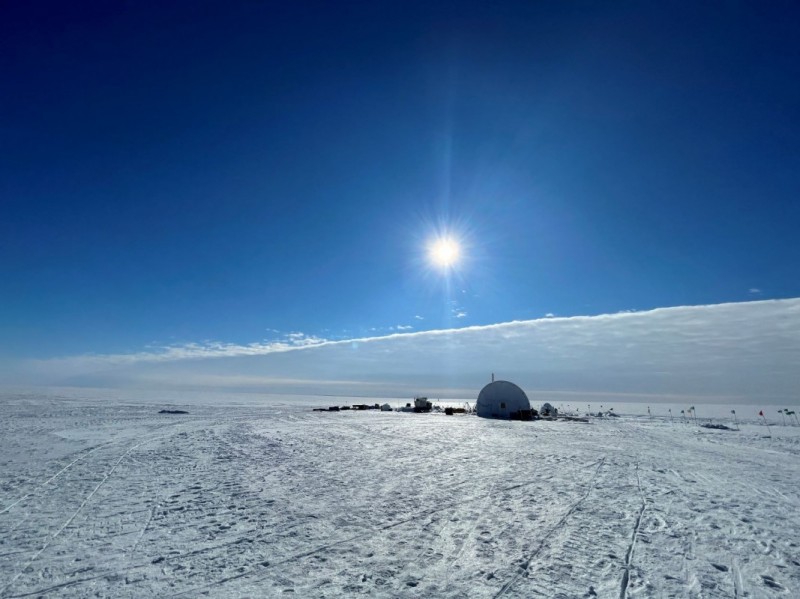 A scientific research station in Antarctica.