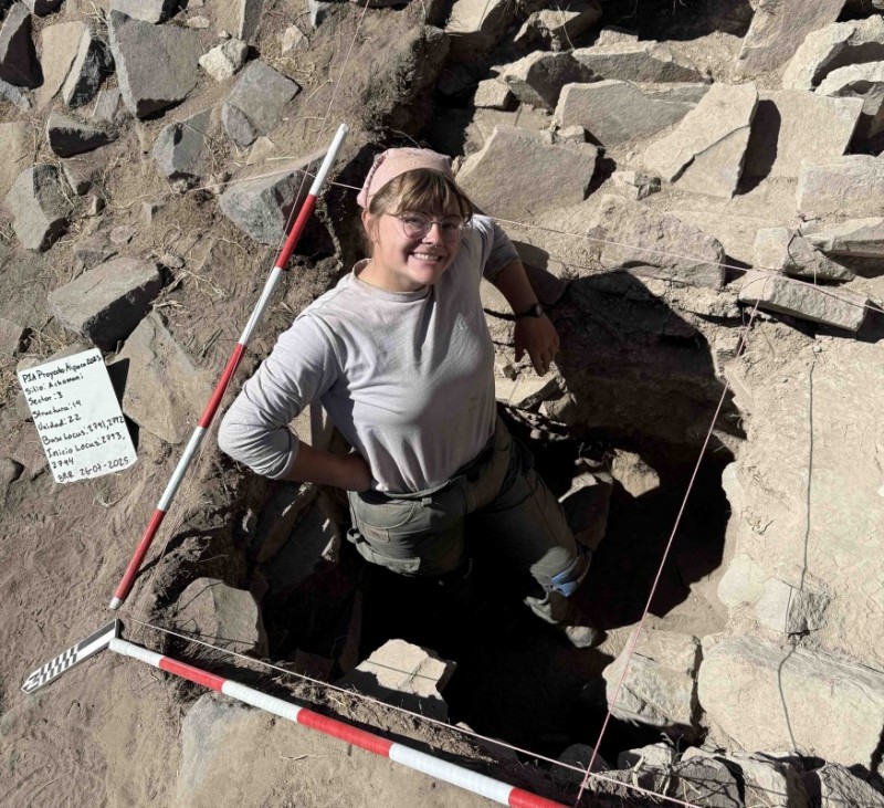 Anthropology doctoral student Bailey Raab at the excavation site near the town of Achoma in Peru.