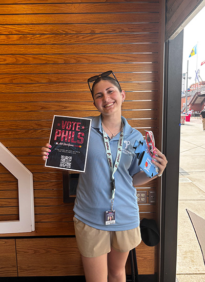 Binghamton University School of Management student Julia Ravitz learned how every role behind the scenes with the Philadelphia Phillies contributes to creating a successful fan experience.