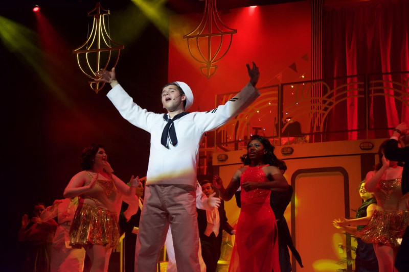 Jake Termine singing in the Binghamton University musical theatre performance of 