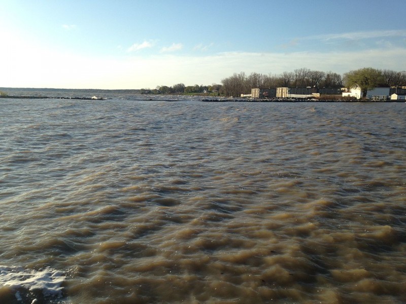 Lake Ontario at the Port of Rochester near or just over flood stage in April 2017.
