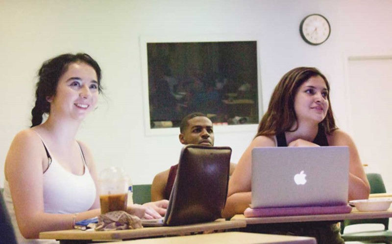 The Mary E. Mahoney Nursing Support Group at the Decker School of Nursing encourages students to help one another, participates in civic engagement projects and hosts a number of events. Shown here is a Jeopardy-style study session.