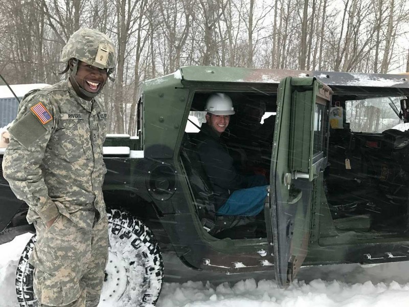 The Army National Guard helped DSON graduate student Kyle Micon get to work on time during Winter Storm Stella.